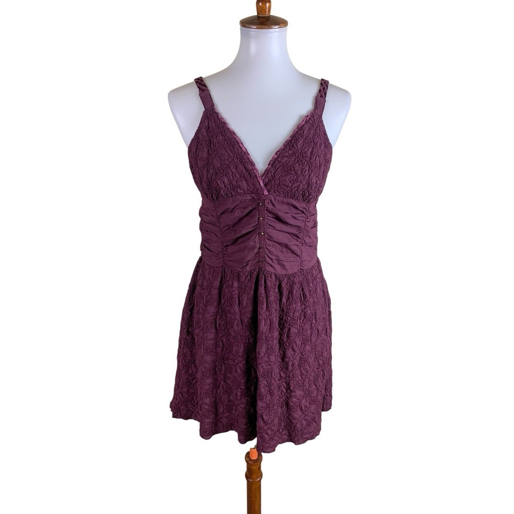 Burning Torch Embroidered Lace Babydoll Dress Boho Cottagecore Size M
